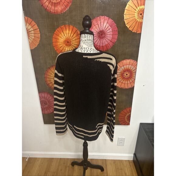 Silk/Cotton Striped Soft Knit Sweater Timeless Basic Sz L - Picture 3 of 7